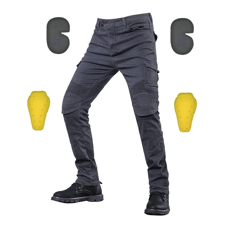 Quattro Stagioni Moto Grigio Verde Jeans Outdoor Riding Gear Pantaloni Caldi Con Equipaggiamento Protettivo Moto Jeans Ginocchiere Rimovibili