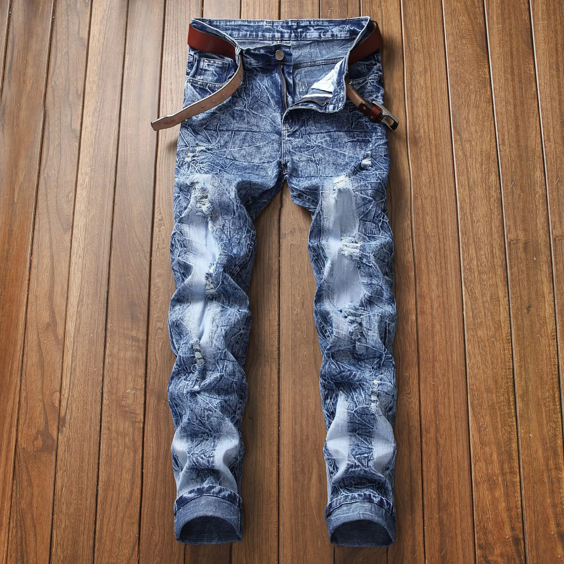 2019 Dei Jeans Della Molla Degli Uomini Homme Dritto Denim Dei Jeans Degli Uomini Di Casual Lungo Pantaloni Pantalon Homme Jean Pantaloni Classico Blu