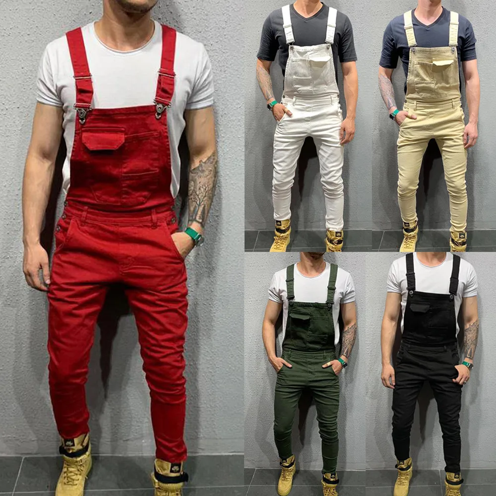 Salopette Da Uomo Salopette Di Jeans Salopette Tute Moto Biker Jeans Pantaloni Pantaloni Taglie Forti Tute Casual Da Uomo