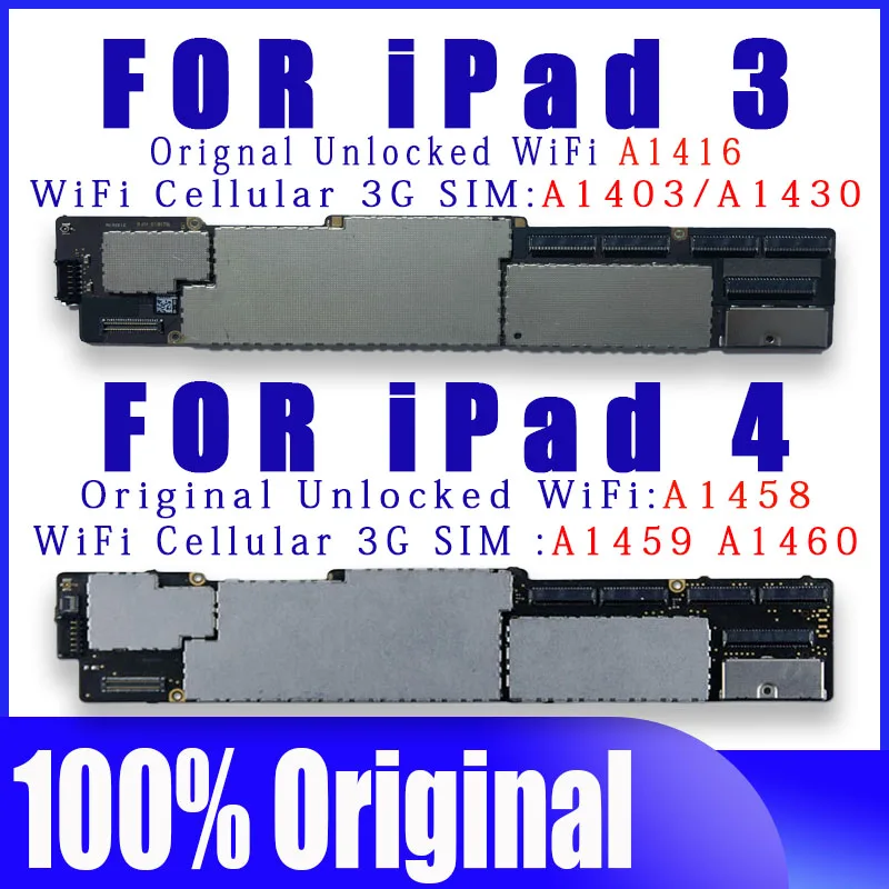 Originale No Icloud Plate A1458 A1459 A1460 Per Ipad 4 Logic Board A1416 1403 1430 Per Ipad 3 Scheda Madre Con Chip Sistema Ios