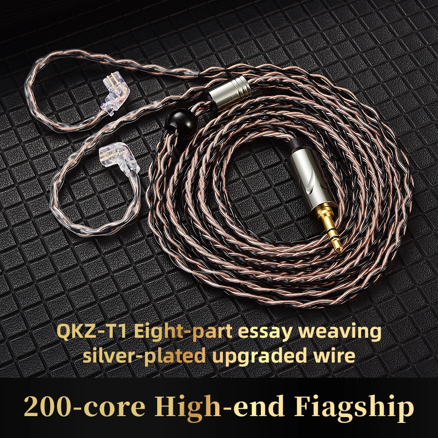 Qkz T1 8 Core Wired Headphone Cavo Auricolare Placcato Argento Connettore Hifi Mmcx/2Pin Utilizzare Per Qkz Zxn Zxt Zxd Zx2 Zax2 Zx1 Zx3
