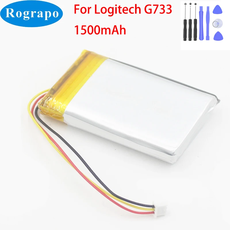 Nuovo 3.7V 1500Mah Wireless Game Headset Cuffie Auricolari Batteria Per Logitech G733 Lightspeed 3 Wire Plug + Strumenti Gratuiti