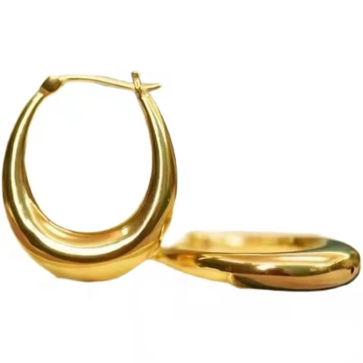 Ear Ring 18K Import Solid Yellow Gold Jewelry (Au750) Orecchini A Ferro Di Cavallo Lrregular Firmati Da Donna Orecchini Duri 18K Fashion Lady