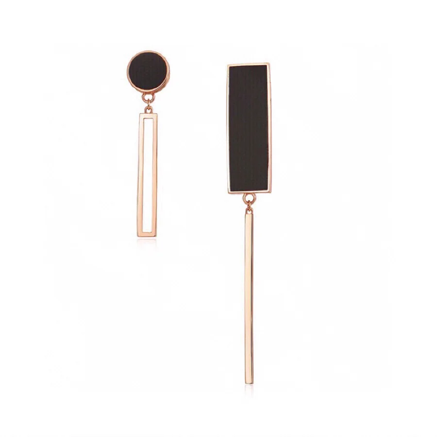 Ear Line Black Onyx Asimmetria Orecchini Nappa 18K Import Solid Yellow Gold Jewelry(Au750) Donna Geometric Fine Jewelry Personalizza