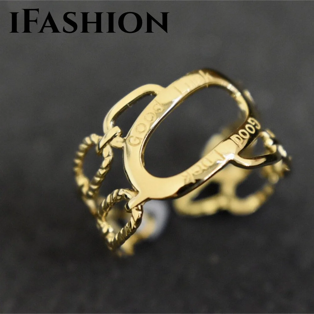 Ifashion Good Luck Wide Edition Rings Fedi Nuziali 18K Yellow Real Gold Solid Yellow Gold Jewelry(Au750) Donna Fine Jewelry Lady