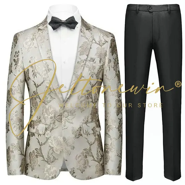 Abiti Da Uomo Blazer 2 Set Da Sposa Pezzi Eleganti Giacche Da Lavoro Di Lusso Pantaloni Cappotti Completi Formali Costume Homme Trapstar