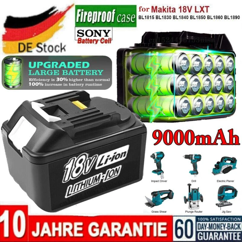 Originale 18V/9.0Ah Per Batteria Makita Bl1860B 197422-4 Bl1850 Bl1830 B Batteria De Fr Ru
