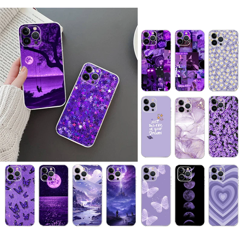 Custodia Per Telefono Estetica Love Purple Per Iphone 15 14 Pro Max 13 12 11 Pro Max Xsmax Xr 12 13 Mini 14 Plus