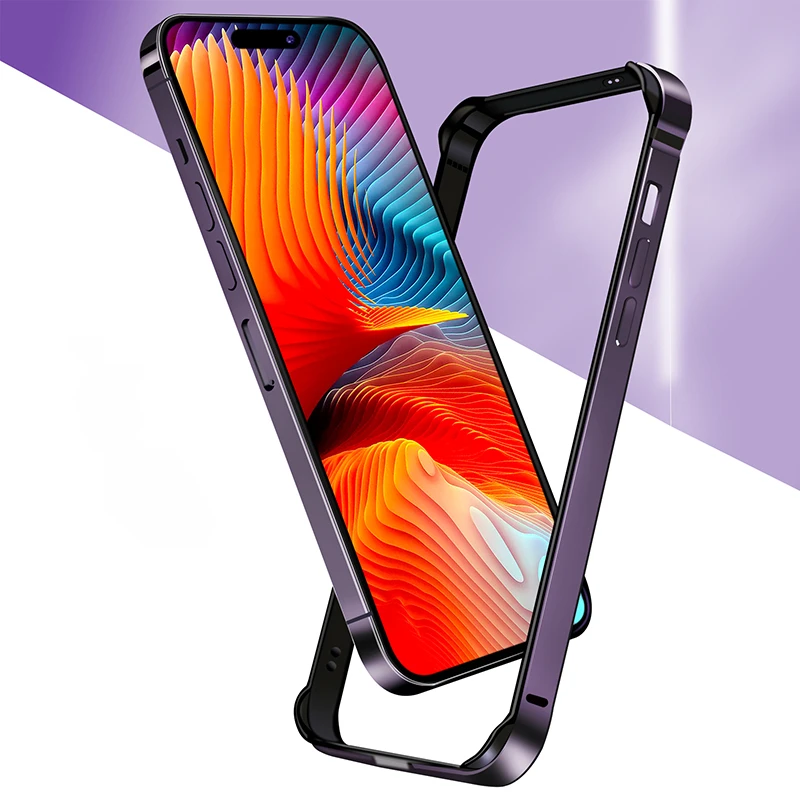 Per Iphone 14 Pro Max Bumper Metal Purple Aluminium Frame Armor Custodia Antiurto Per Iphone 14 Pro 14 Plus Cover Di Lusso