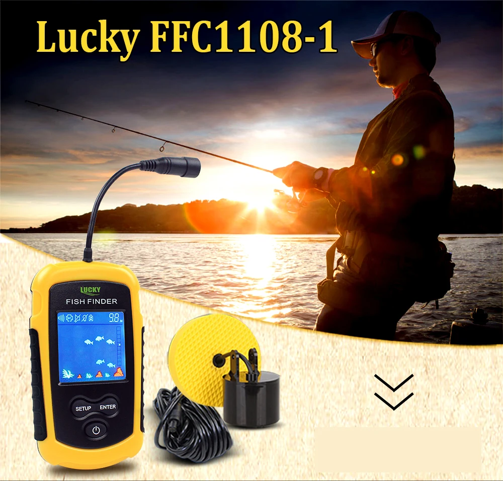 Fortunato Portatile Fishfinder Ffc1108-1 Sonar Di Profondità 100 M Allarme Impermeabile Fishfinder Tn/Anti-Uv Lcd Display A Colori Ruen Manuale Utente