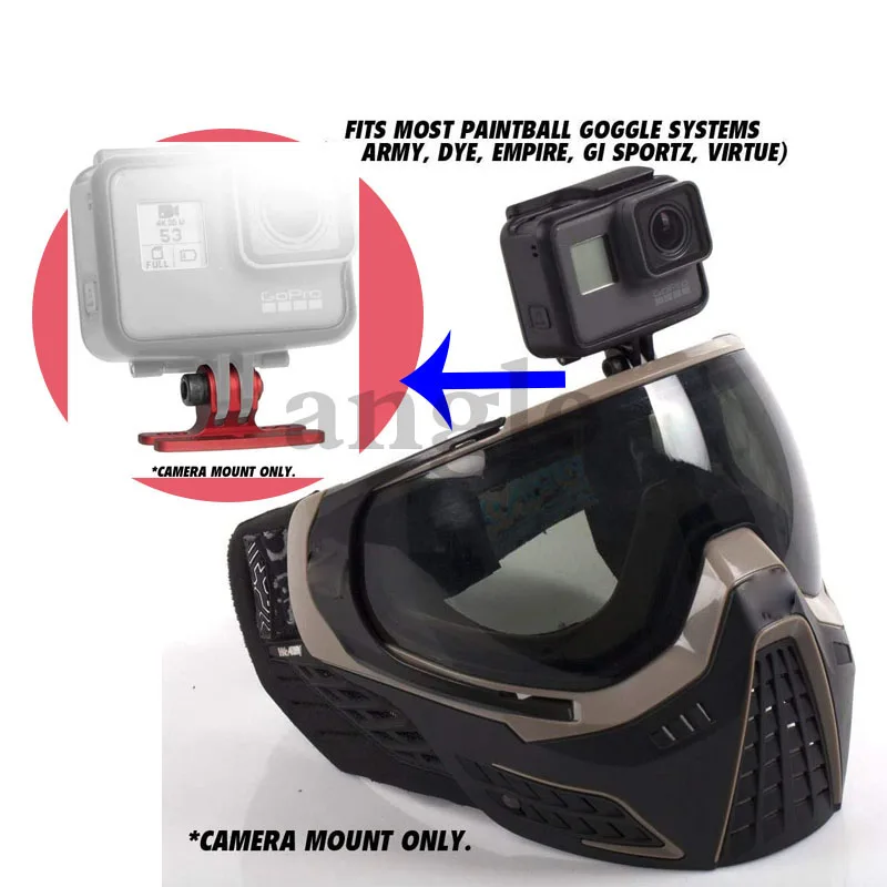 Goggle Camera Mount Metal Aluminium Empire Evs & Go Pro Hero 8 Black & Dye I5 Mask Virtub Gi Sportz Mounts Adattatore Per Maschera Paintball