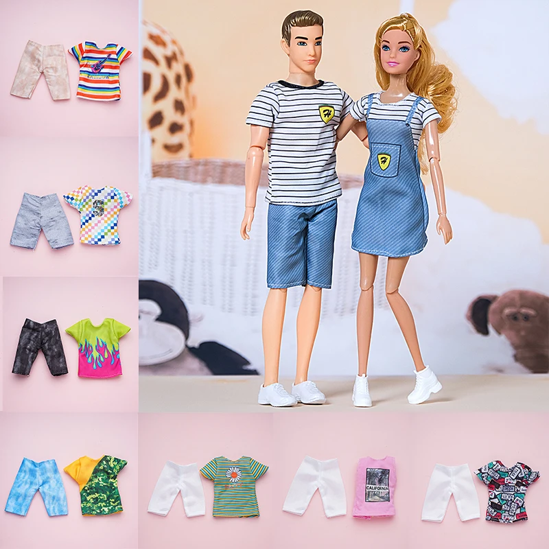 Coppia Set Di Vestiti Estivi Per Barbie Doll Ken Clothes Pants Set