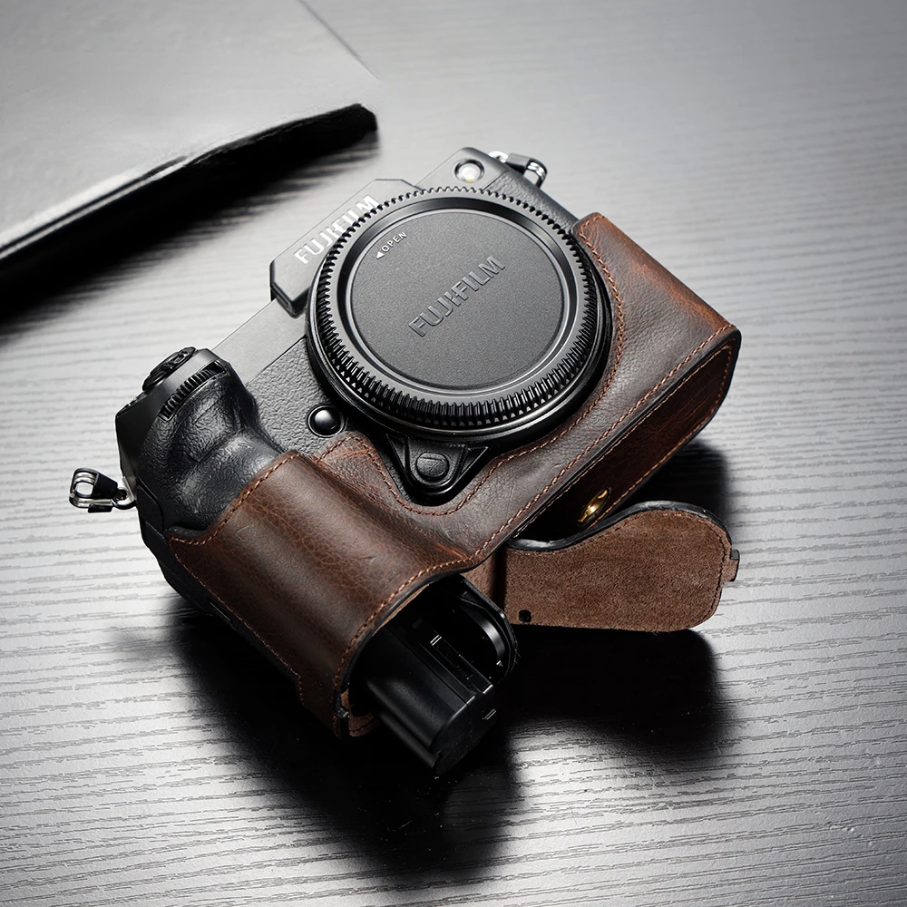 Per Fujifilm Gfx50Sii Body Gfx100S Custodia Per Fotocamera In Vera Pelle Maniglia Mezza Borsa