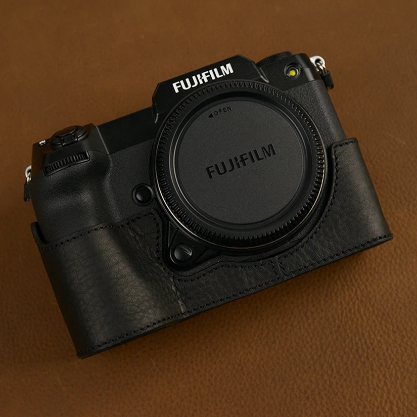 Fuji Gfx100S Mezza Borsa Con Manico In Vera Pelle Per Fotocamera Fujifilm Gfx100S
