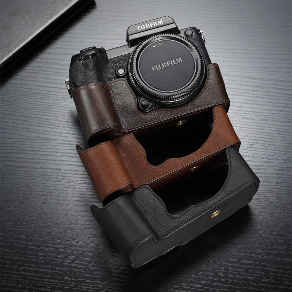Fuji Gfx50S Aydgcam Custodia Per Fotocamera In Vera Pelle Con Manico Mezza Borsa Per Fujifilm Gfx50S Body Per Fotocamera