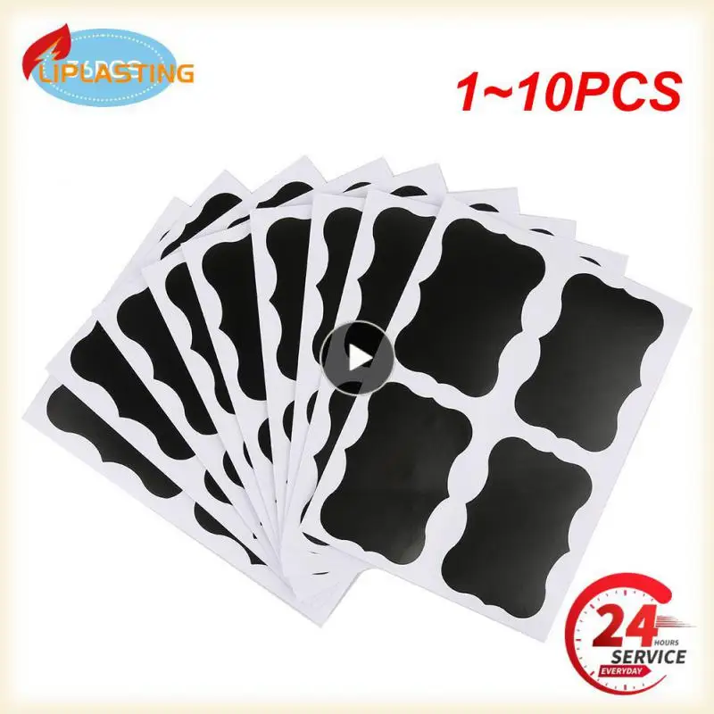1 ~ 10 Pezzi Set Lavagna Impermeabile Cucina Spice Label Adesivi Home Jars Bottiglie Tag Etichette Lavagna Adesivi Nero