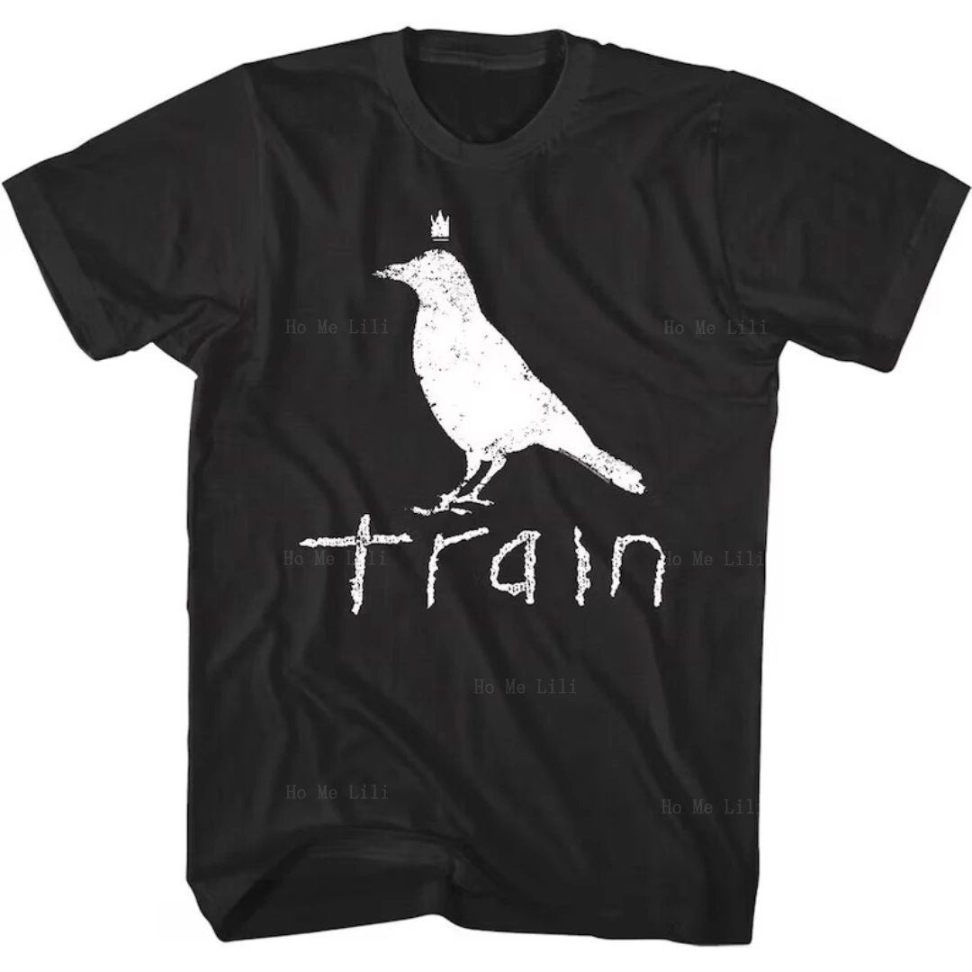 Maglietta Da Uomo Del Treno Lavagna Crow Logo Black Graphic Tee Alt Rock Band Concert Tour Merch Vintage Style American Band Gift