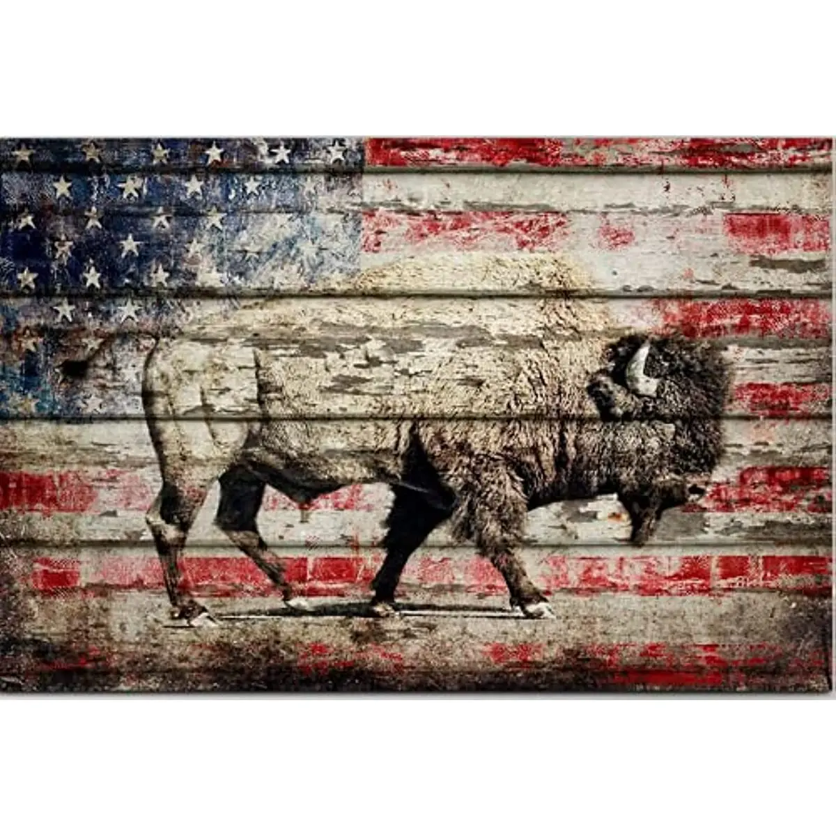 Metal Sign Bull Wall Art Bull Wild Animal Poster Home Decor Unique Art Animal Wall Art Buffalo Poster American Flag Tin Sign