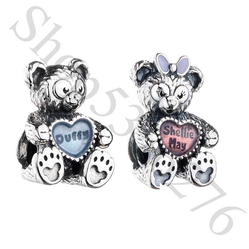 Autentico 925 Sterling Silver Bead Bear Shellie May & Duffy Charm Fit Pandora Women Bracciale Bangle Gift Gioielli Fai Da Te
