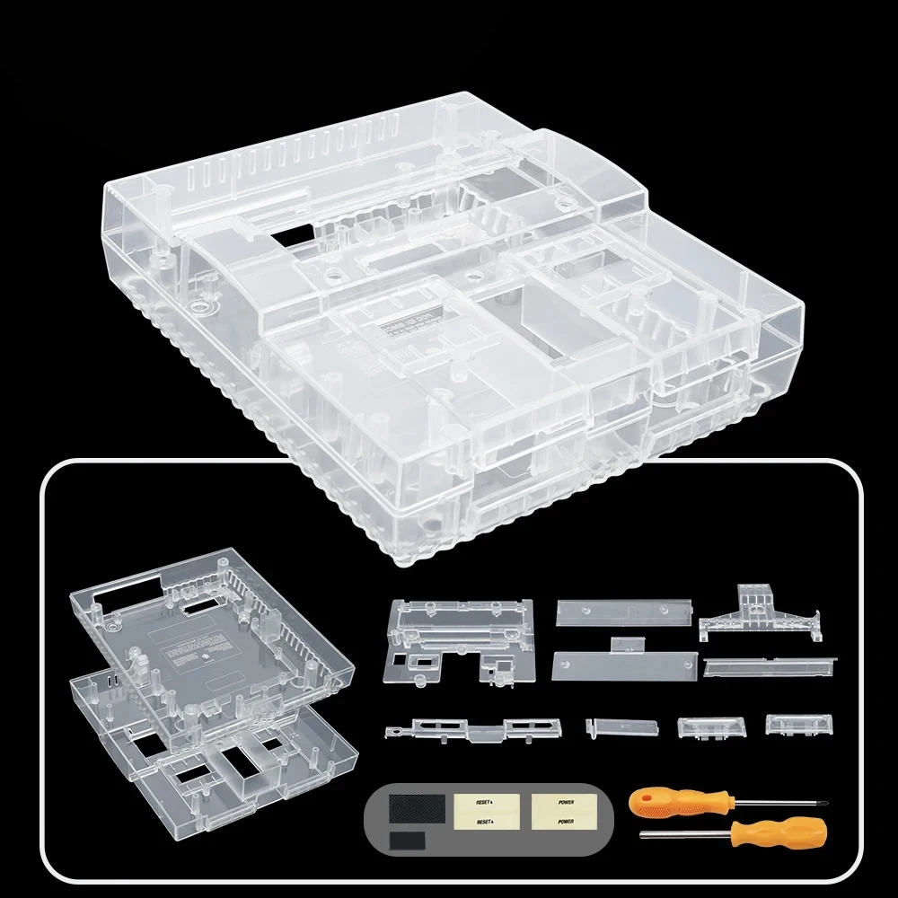 Bitfunx Us Version Sns-001Replacement Shell Per Snes Shell Console Scatola Trasparente Trasparente Per Custodia Per Console Snes