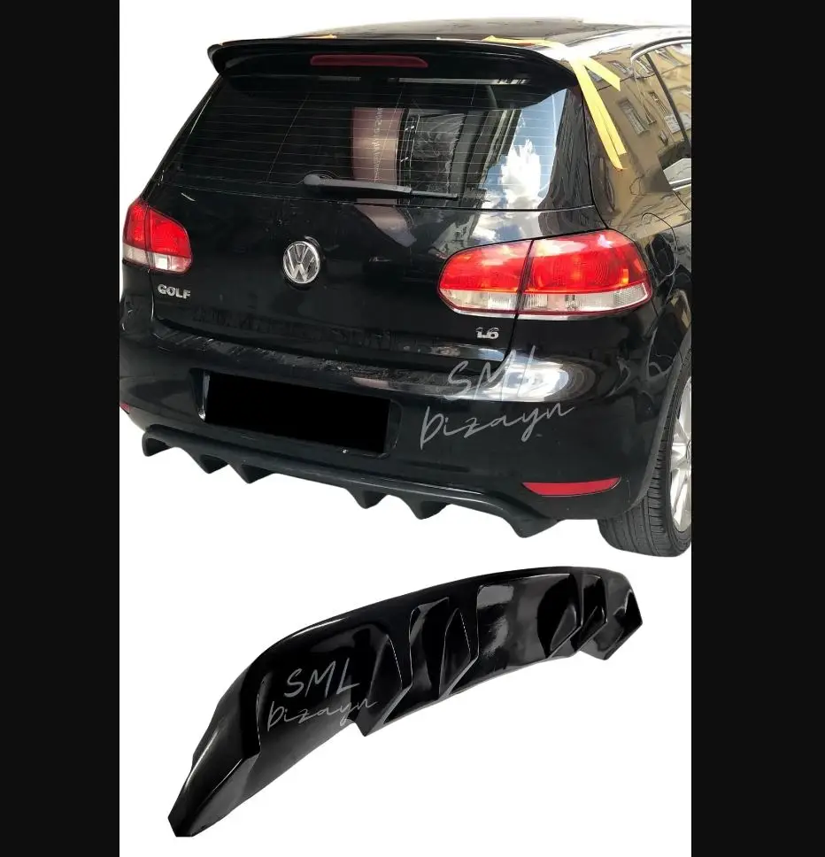 Per Volkswagen Golf 6 Diffusore Compatibile Plastica Golf 6 Rieger Diffusore Paraurti Posteriore Nero Lucido-Spoiler Body Kit Ali Auto