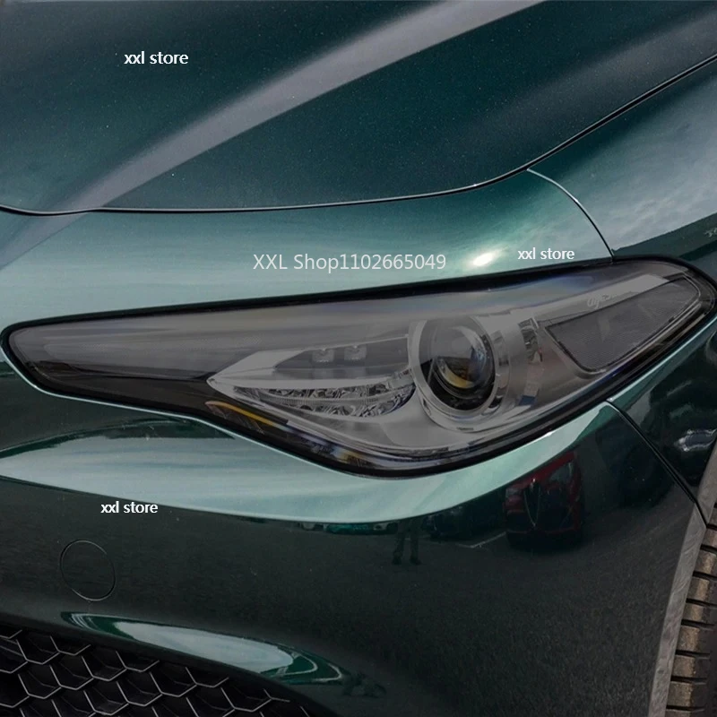 Pellicola Protettiva Per Fari Auto 2 Pezzi Per Alfa Romeo Giulia 952 2016-Presente Adesivo Tpu Trasparente In Vinile Nero Fumé Tinta