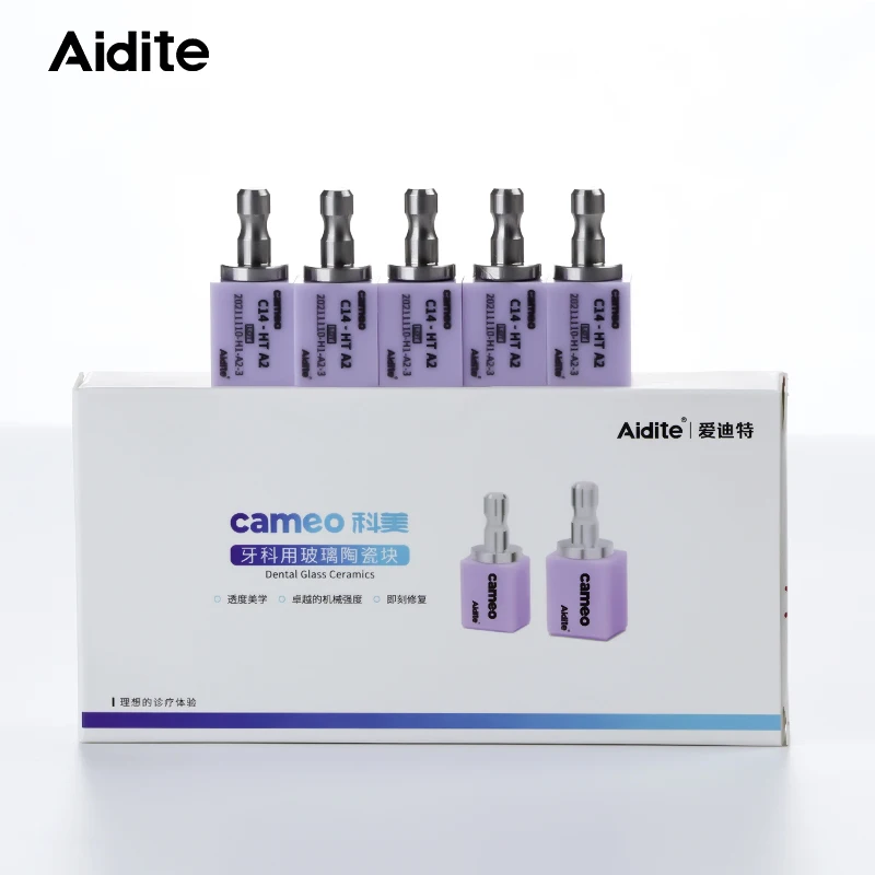 Aidite Cammeo Dental Glass Ceramics C14 Cad/Cam Lithium Disilicate Blocks 5 Pezzi Materiali Translucency Per Sistema Sirona