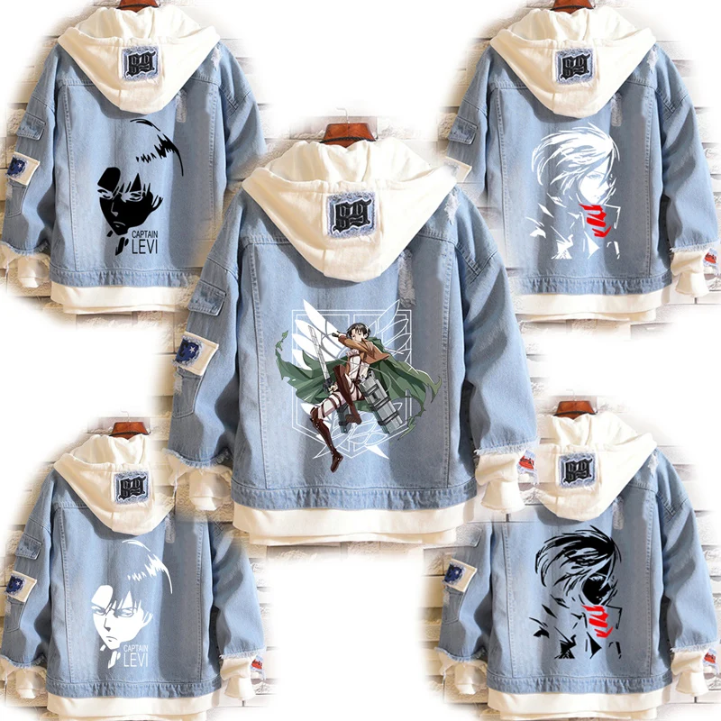 Costume Levi Ackerman Mikasa Cosplay Felpa Con Cappuccio Scout Regimento Giacca Di Jeans Scout Legione Cappotti Con Cappuccio Costumi Di Carnevale Di 