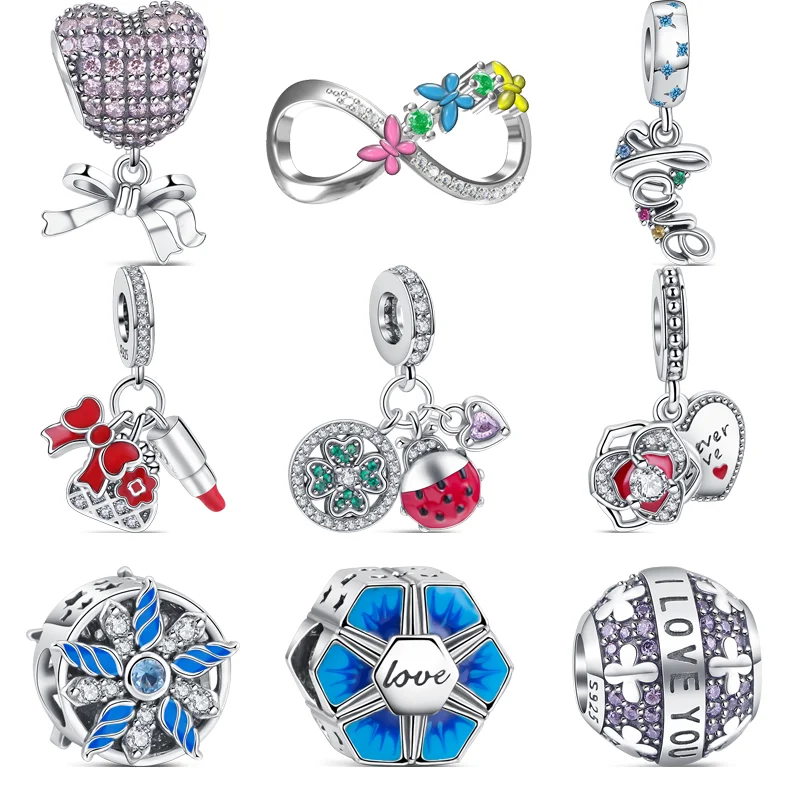 925 Argento Forever Love You Fiocco Di Neve Fiocco Di Neve Quadrifoglio Perline Infinite Con Ciondoli Adatti A Gioielli Originali Pandora 925 Braccial