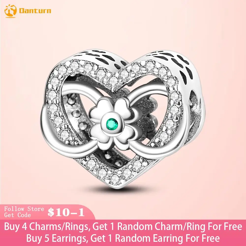 Danturn 925 Sterling Silver Beads Infinite Clover Love Charm Fit Original Pandora Bracciali Fashion Women Jewelry