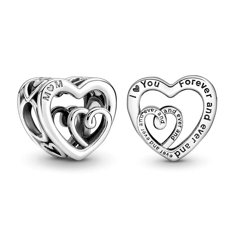 Mother'S Day Charm 925 Sterling Silver Entwined Infinite Hearts Bead Fit All Major Brands Of Bracelet Necklace Jewelry Berloque