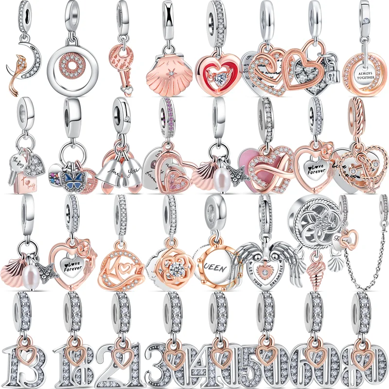 925 Argento Two-Tone Shell Pearl Infinite Eternal Heart Forever Love Perline Fai Da Te Fit Original Pandora Charms Bracciale Gioielleria Raffinata