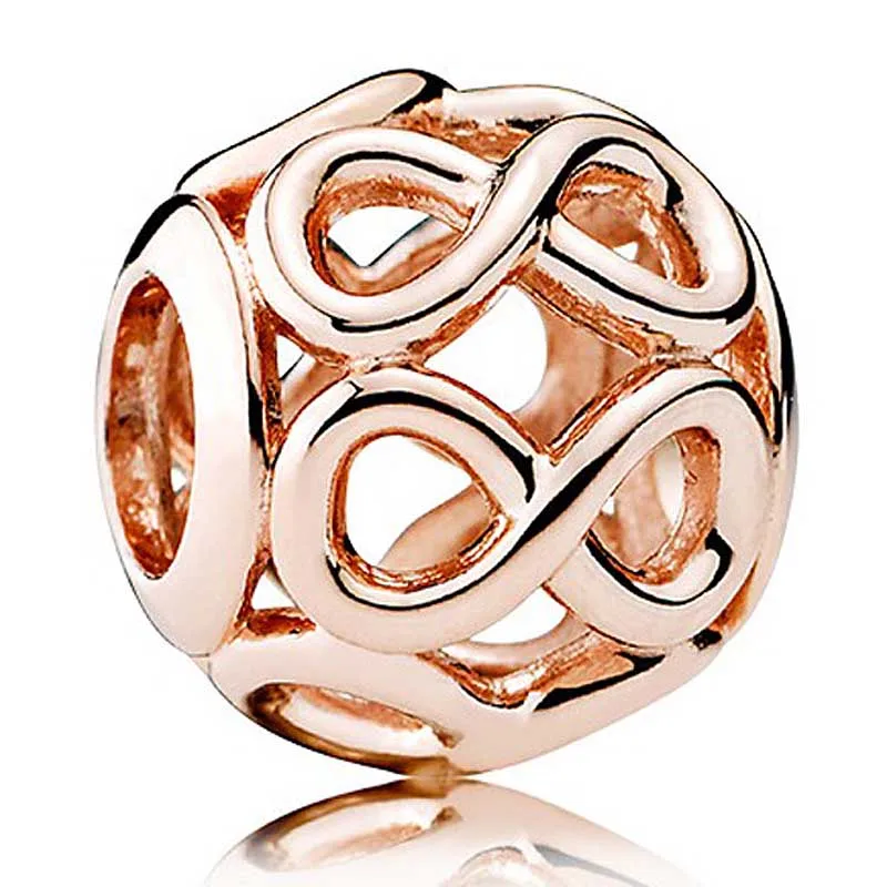 Original Rose Openwork Infinite Of Love Beads Fit 925 Sterling Silver Bead Charm Women Bracciale Bangle Gioielli Fai Da Te