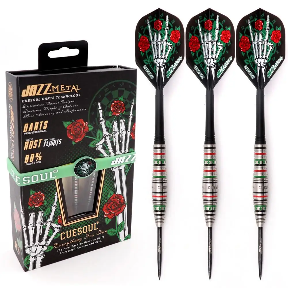 Cuesoul Jazz-In Metallo 21/23/25G Acciaio Punta 90% Di Tungsteno Dardo Set Con Integrato Rost Dart Voli E Wristband