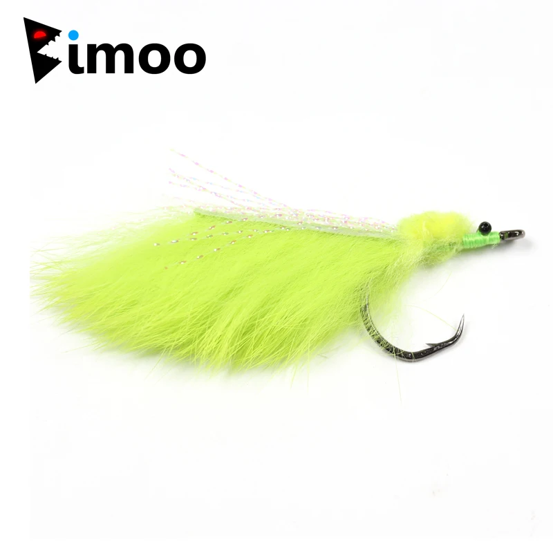 Bimoo 4Pcs #2/0 Tarpon Bunny Rospo Chartreuse Di Acqua Salata Mosche Di Pesca Butt Tarpon Streamer Esca Di Richiamo Di Pesca A Mosca Ganci