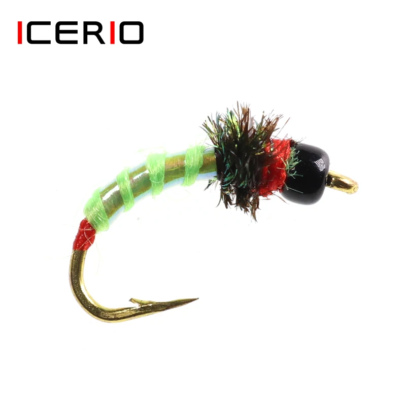 Icerio 6Pcs Chartreuse Rock A Vite Senza Fine Caddis Ninfa Trout Fly Esche Da Pesca