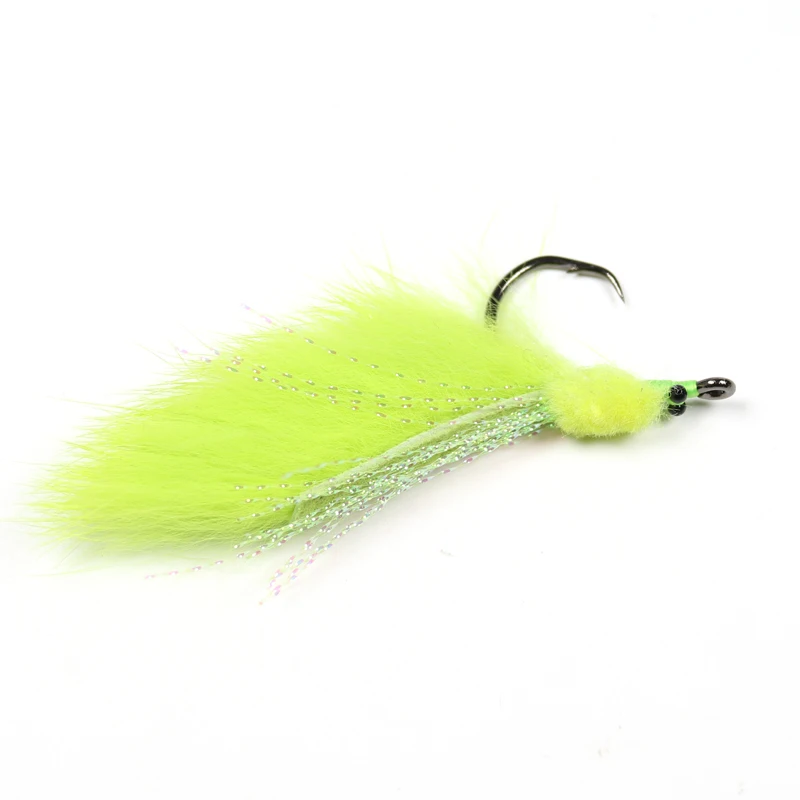 Bimoo 4Pcs 2/0 Tarpon Bunny Rospo Chartreuse Di Acqua Salata Mosche Di Pesca Butt Tarpon Streamer Esca Di Richiamo Di Pesca A Mosca Ganci