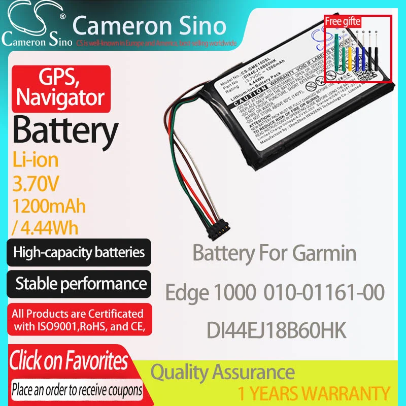 Batteria Cameronsino Per Garmin Edge 1000 010-01161-00 Per Garmin Gps Gps, Batteria Navigatore 1200Mah 3.70V Li-Ion