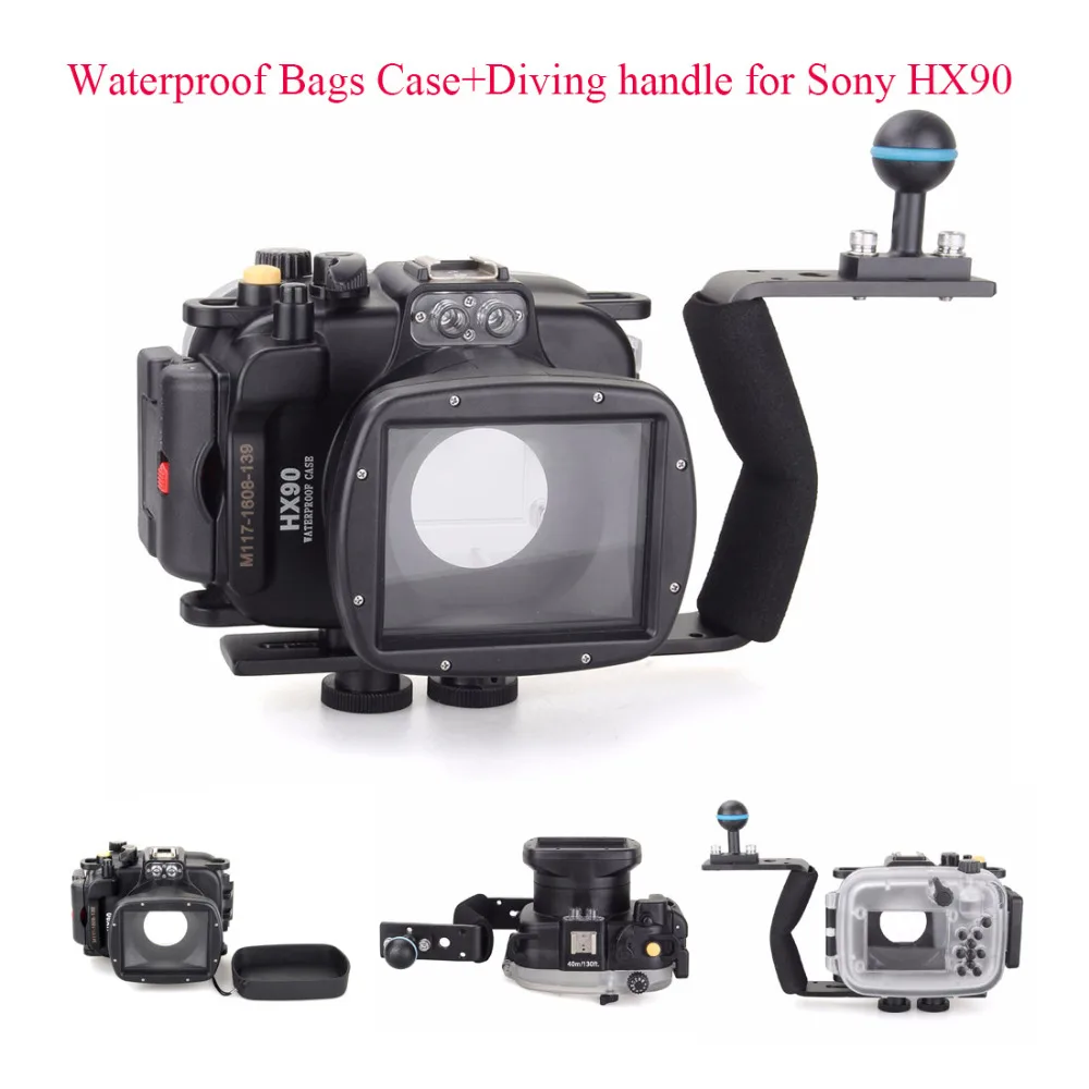 40 M/130Ft Subacquea Fotocamera Subacquea Custodia Per Sony Hx90 + Alluminio Diving Maniglia, Caso Borse Impermeabili Cove Per Sony Hx90