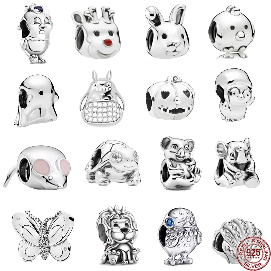 Animal Series 925 Sterling Silver Elephant Koala Penguin Turtle Charm Bead Fit Original Pandora Bracciale Bangle Gioielli Fai Da Te Regalo