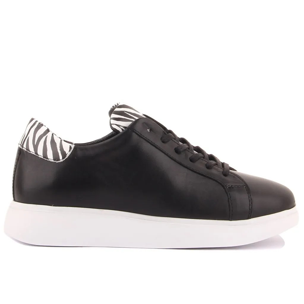 Sail Lakers-Black Leather Laced Women Sneaker