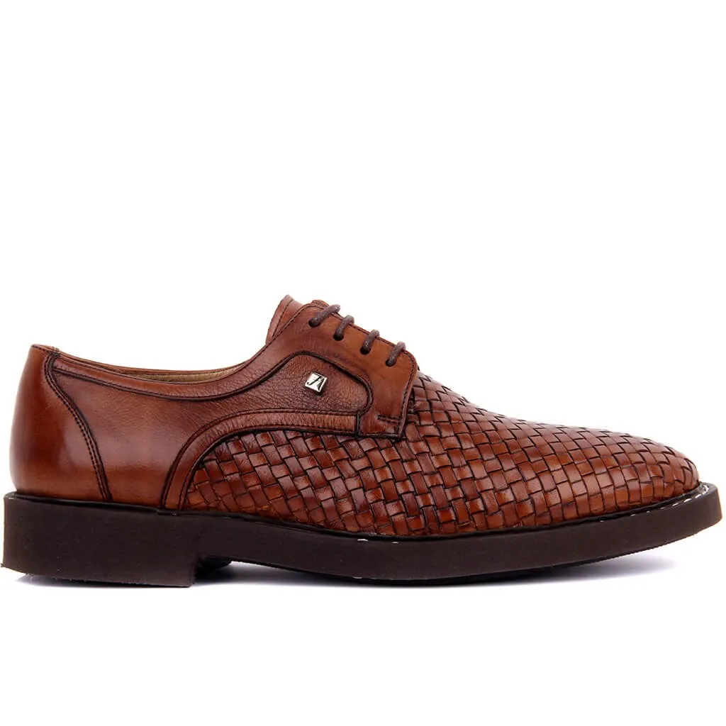 Scarpe Casual Da Uomo In Pelle Fosco-Tan