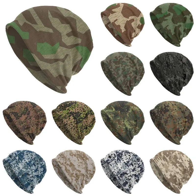 Splittertarn Camouflage Splinter Camo Skullies Berretti Berretti Unisex Inverno Caldo Cappello Lavorato A Maglia Adulto Germania Cappelli Militari Cof