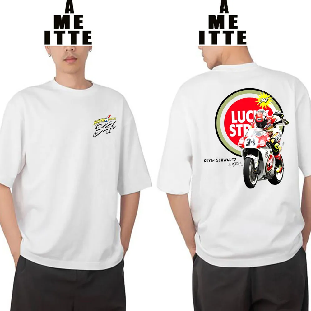 Kevin Schwantz 34 Gp Super Legend T-Shirt Summer Men Manica Corta Gs Adventure Riding Sport White Tops Boy Motorcycle Rider Tees