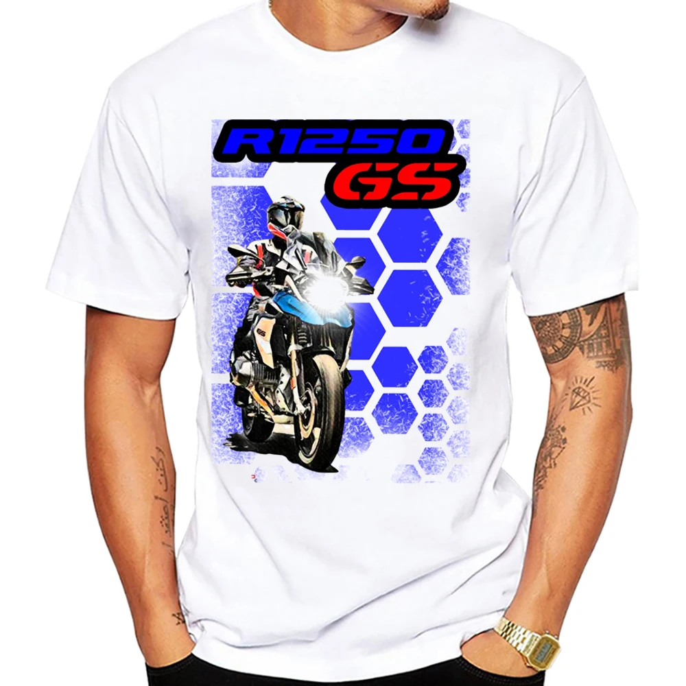 R1250 Gs Adventure Motorcycle Mountain Road Curve Riding T-Shirt Uomo Manica Corta Maglietta Casual Bianca Boy Moto Rider Sport Tees