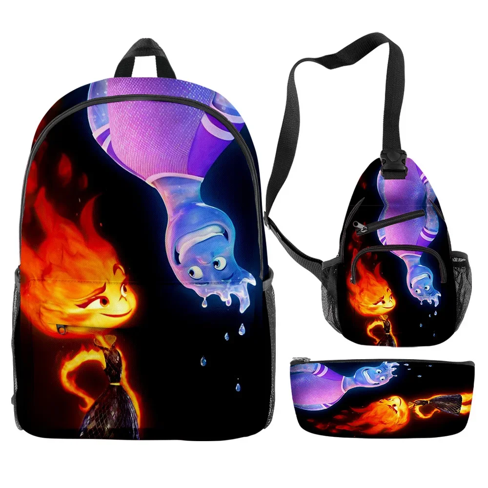 3Pc-Set Milwauy3D New Crazy Element City Element School Bag Zaino Borsa A Tracolla Pen Case