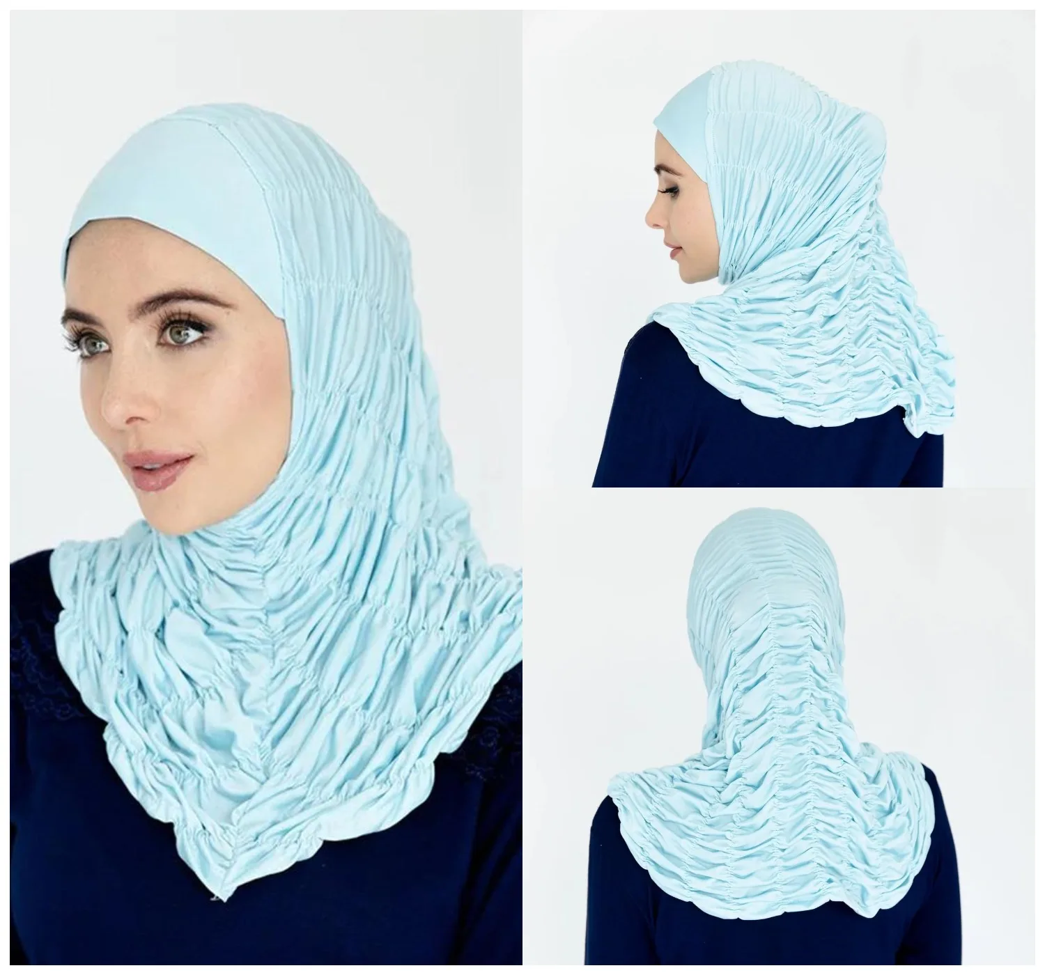 Pieghettato Un Pezzo Amira Hijab Donne Musulmane Pianura Hijab Sciarpa Scialle Sovrapposizione Pronto Da Indossare Hijab Islam Niqab Hijab Istantaneo