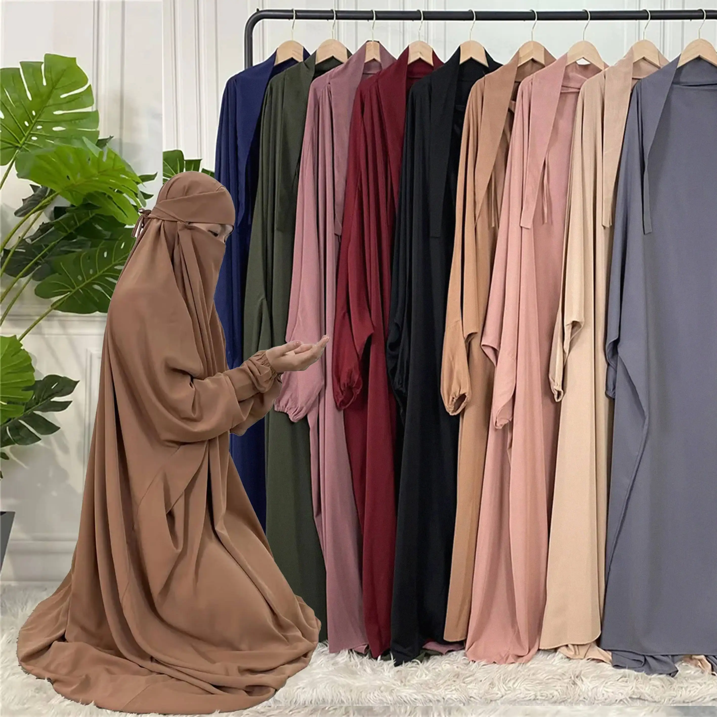 Donne Musulmane Vestito Hijab Indumento Jilbab Abaya Lungo Khimar Copertura Completa Abito Ramadan Abaya Vestiti Islamici Niqab Abaya Islam