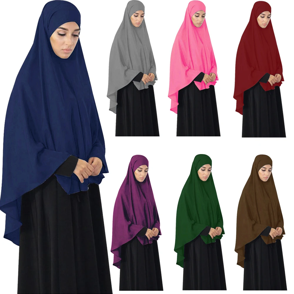 One Layer Long Khimar Women Hijab Musulmano Ramadan Preghiera Indumento Robe Eid Hijab Cravatta Islamica Indietro Abito Da Preghiera Djellaba Niqab