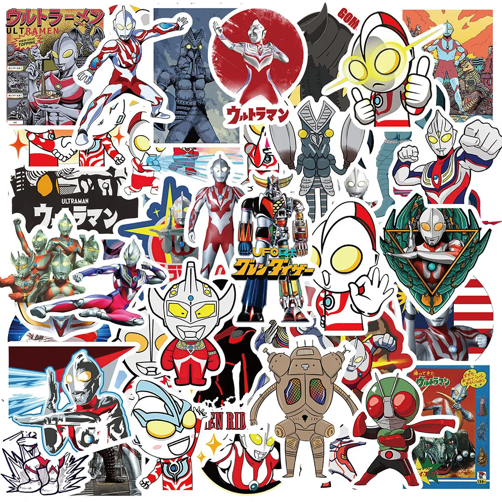 10/30/50Pcs Ultraman Kamen Rider Stickers Anime For Kids Waterproof Graffiti Skateboard Moto Bagagli Decalcomanie Sticker Packs
